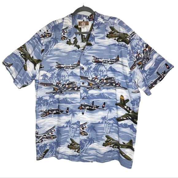 KALAHEO Airplane Fighter Bomber Hawaiian Shirt Short Sleeve Button Down Size 2XL - Picture 12 of 16